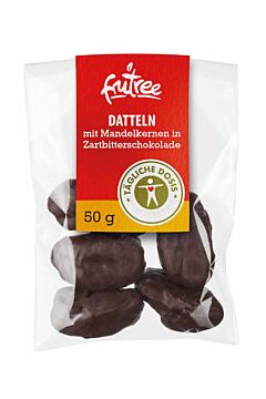 Datteln mit Mandelkernen in Zartbitterschokolade 50 g | 5 Stück